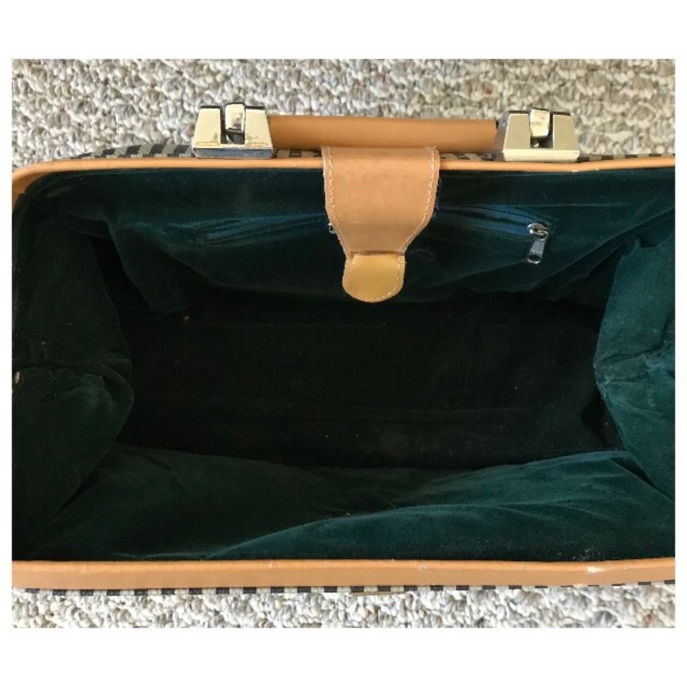 Fendi Striped Navy and Tan Top-Handle Doctor Bag - Picture 5 of 6